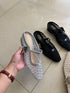 Lace Gauze Slip On Mules